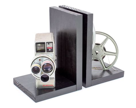 DeJUR Electra Vintage Camera Bookends, DVD Holder, movie room & home t