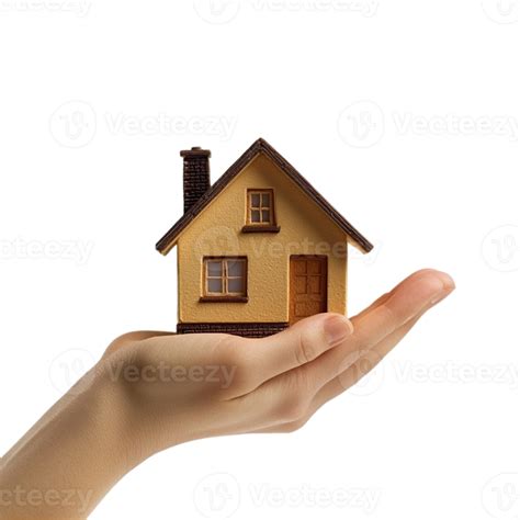 Dream home in hand concept for real estate adsisolated on transparent