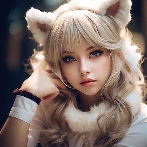 Premium Photo | Beautiful cute anime girl cosplay catgirl