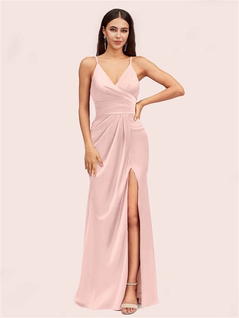 Blushing Pink Satin Bridesmaid Dresses Of All Size | Cetims