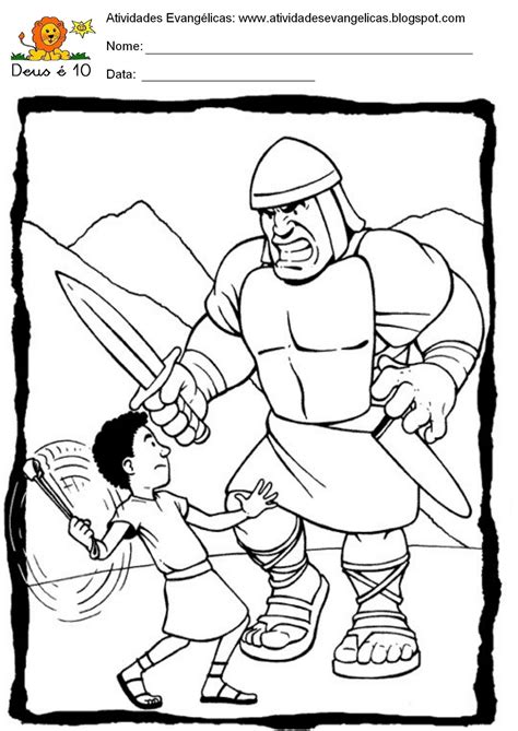 Davi E Golias Para Colorir - Atividades Evangélicas: Davi e Golias para imprimir, colorir.