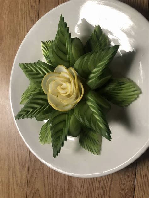 cucumber rose flower garnish food garnishes food carving