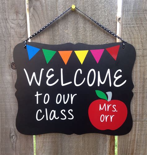 Personalized, Teacher Sign, Apple, Welcome to our class, classroom
