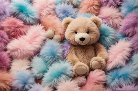 Premium AI Image | Pastel Fluffy Teddy Bear Wallpaper Fluffy Teddy Bear ...