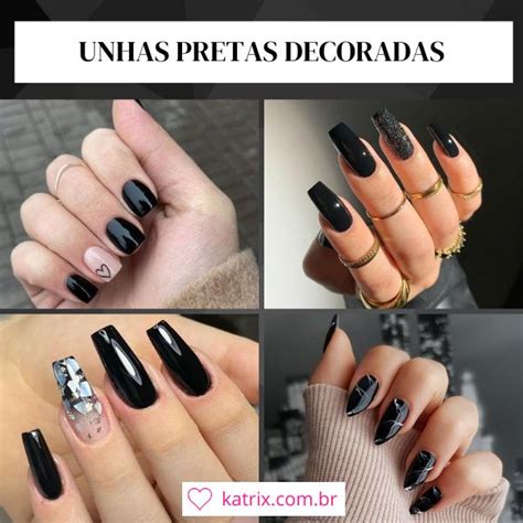 Inspiração De Unhas Pretas - Unhas pretas decoradas: 40 Inspirações – Tá Chique