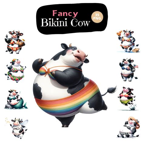 Bikini Cows, Cow Clipart, Funny Cow Png, Cows Print, Farm Animal Bundle