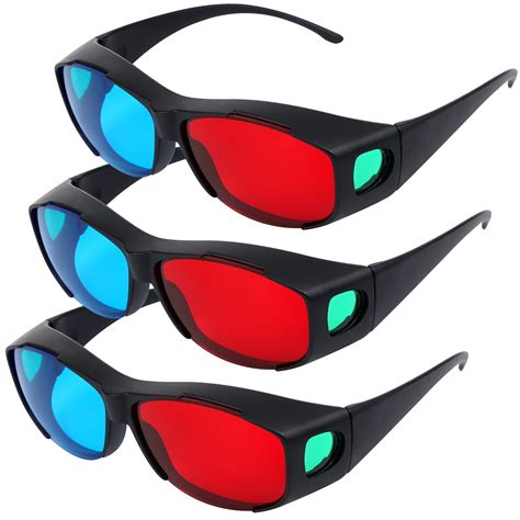 Amazon.com: 3 Pieces Red Blue 3D Glasses 3D Movie Game Glasses Anti