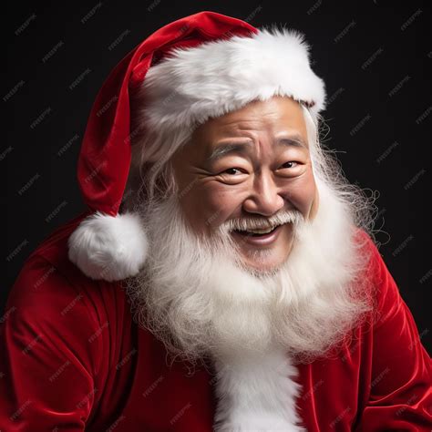 Premium Photo | Photo of a happy Asian Santa Claus on a black