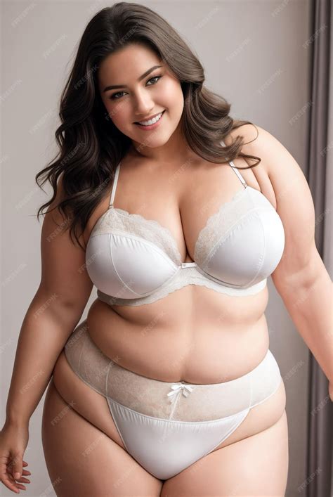 premium photo beauty curve  size fat woman   white underwear