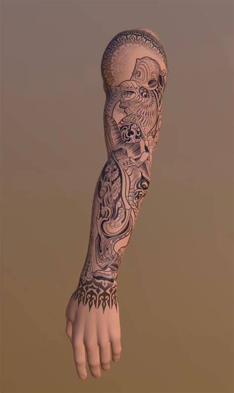 Hindu mythology Creature Yali - Full Arm sleeve Tattoo | Tattoo Temple 108