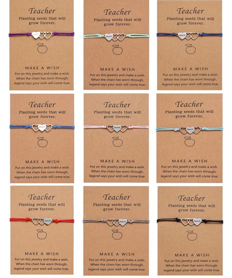 bomail   teacher blessing card bracelets  women men adjustable