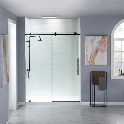 ᐅ【WOODBRIDGE Frameless Single Sliding Shower Doors in Brushed Gold