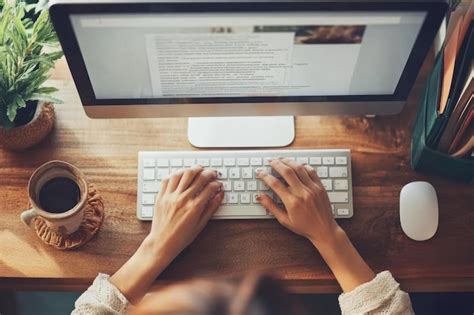 focused work   modern desk   computer keyboard  coffee