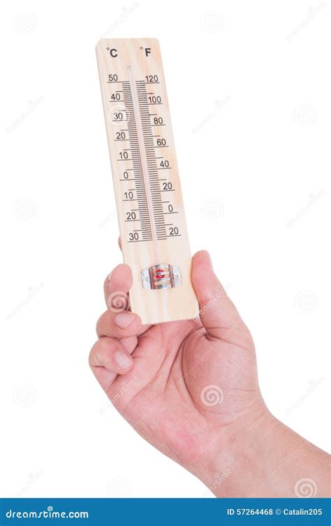 Hand Holding Thermometer Isolated on White Stock Photo - Image of heat ...