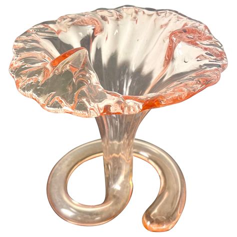 Pink Trumpet Vase, Lilies Flowers in Blown Glass, Italy, 1970 For Sale