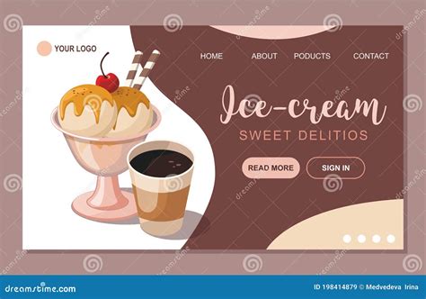 Ice Cream and Sweet Products Shop. Website Design Template. Poster ...