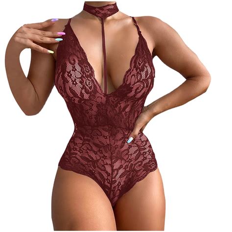Lovskoo 2024 Women's One Piece Sleepwear Bodysuit Set Sleepwear Corset