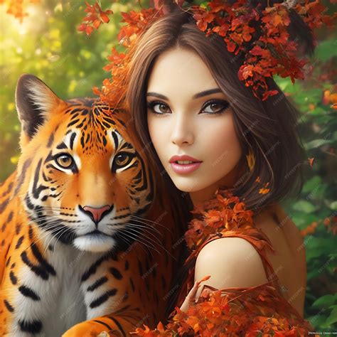 Premium AI Image | Hot Girls Nature Animal Generative Ai