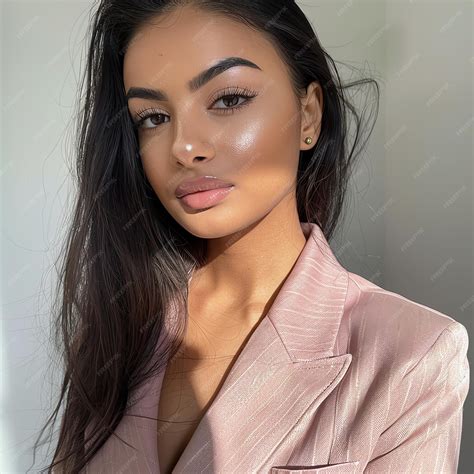 Premium Photo | A woman with a light skin on her face is posing for a photo