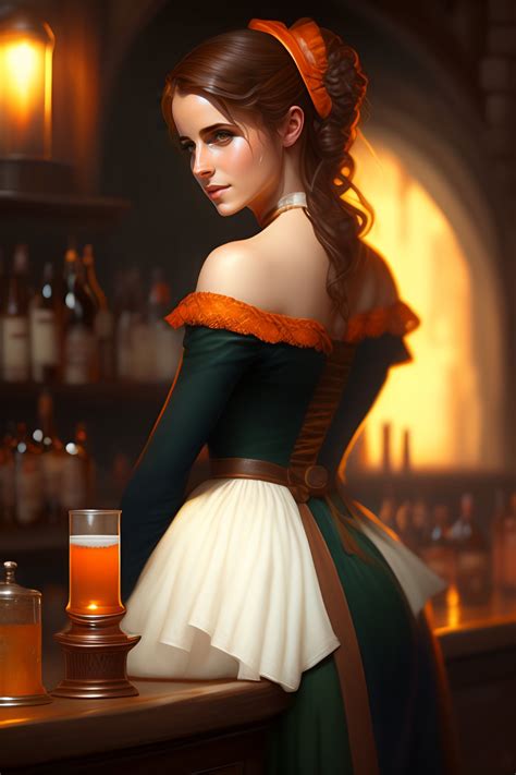Lexica - Medieval barmaid, Emma Watson, leering, Art by artgerm and