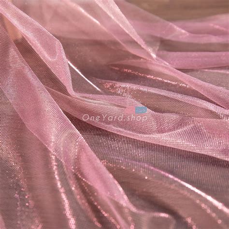 Metallic Sheer Pink Lurex Mesh See-through Dress Fabric - OneYard
