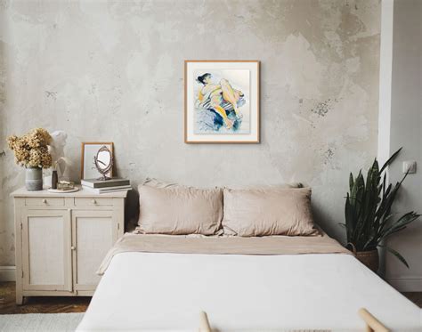 Mel Reese - "Juliet", laying nude figure painting with pencil, gouache