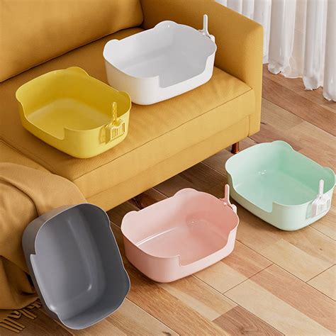 kkbbma under $5 Large Cat Litter Box with High Sides, Open Kitty Litter