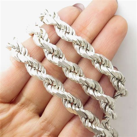 925 Sterling Silver 9MM Rope Chain Necklace