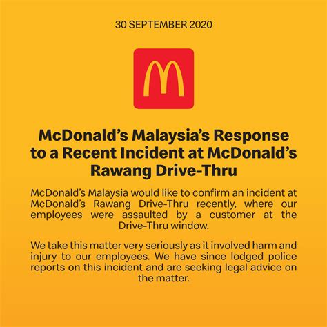 McDonald's Malaysia | Respons McDonald’s Malaysia Terhadap Kejadian di