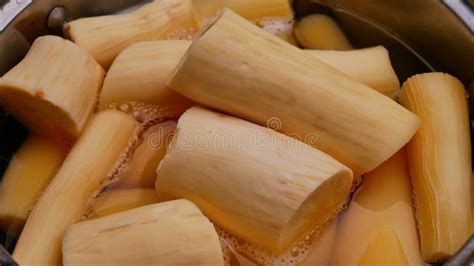 Boiled Cassava in Boiling Water with Sugar To Making Thai Dessert ...