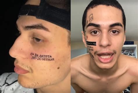 fa tatua frases obscenas de anitta  neymar  rosto se arrepende