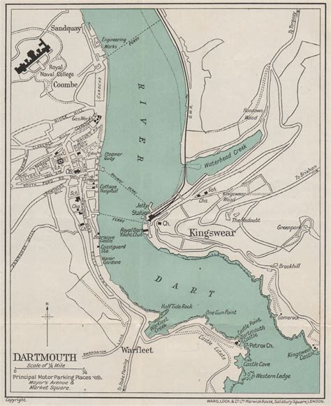 dartmouth vintage citytown plan devon ward lock   vintage map chart ebay