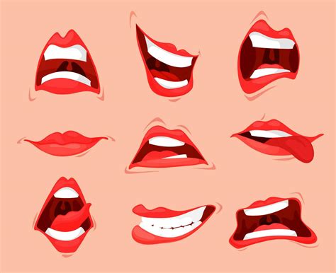 Cartoon mouth expressions, isolated woman lips 23510043 Vector Art at ...