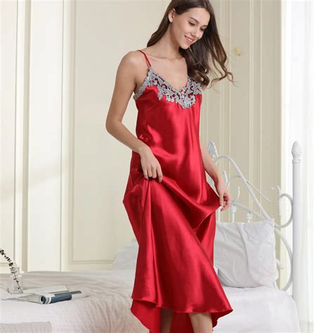 Sexy Woman Nightdress Ladies Lace Silk Nightgown | Satin Long Night