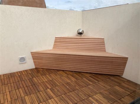 bespoke roof terrace tapered bench