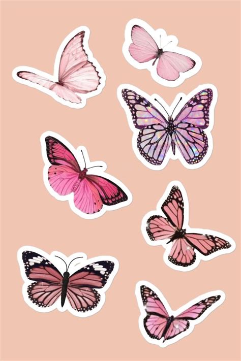 "Aesthetic pink butterfly sticker sheet" Sticker for Sale by KyuubuArts ...