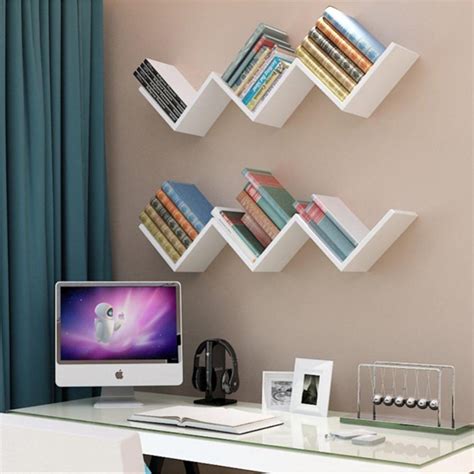 fosa  colors creative floating wall shelf rack hanging bookshelf home
