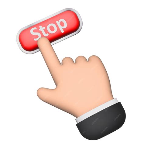 Premium Vector | A men's hand clicking pushing 3d stop button vector