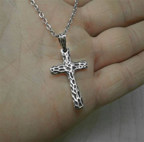 Silver Cross Men Silver Cross Necklace Men Men Cross - Etsy