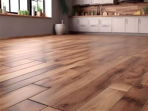 Premium Photo | Wooden floor in the kitchen Or a kitchen decorated with ...