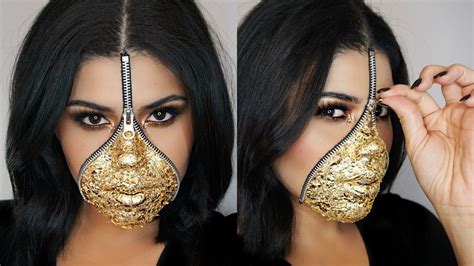 EASY Last Minute Zipper Face Makeup Using Gold Leaf | Halloween - YouTube
