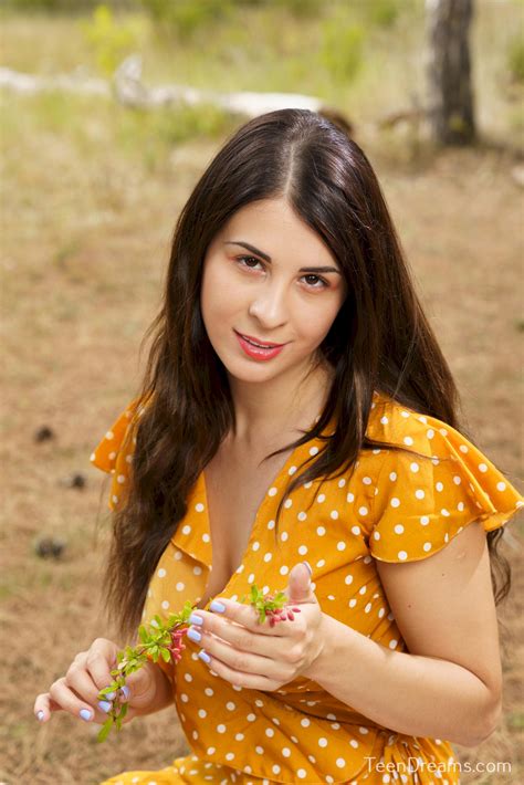 Alice Kelly – Outdoors in polka dot dress – TeenDreams – KittysPlanet