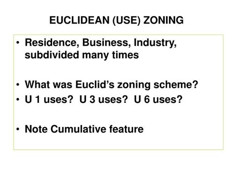 PPT - EUCLIDEAN (USE) ZONING PowerPoint Presentation, free download ...