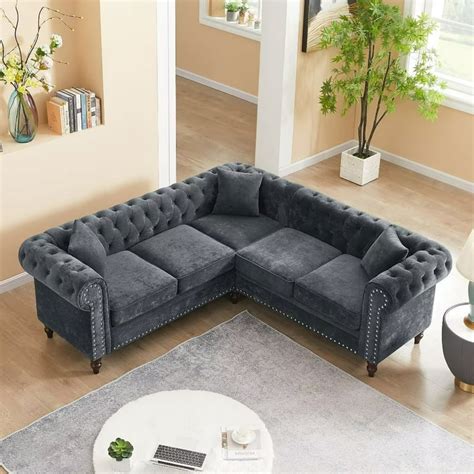 Gray Tufted Sofa Sectional | Cabinets Matttroy