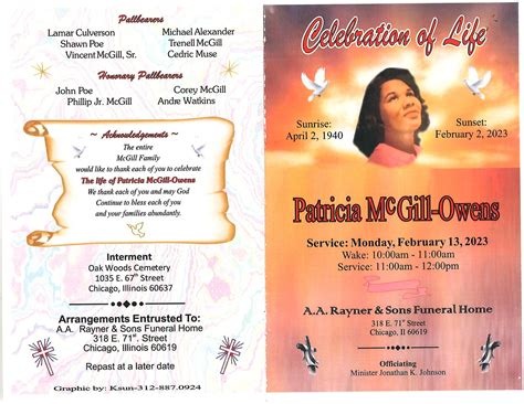 Patricia McGill Owens Obituary | AA Rayner and Sons Funeral Homes