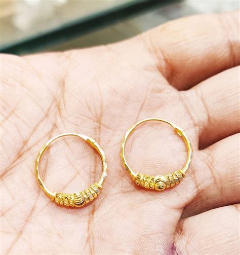 22k Gold Hoops Bold Design Gold Hoops Elegant Indian Hoops | Etsy