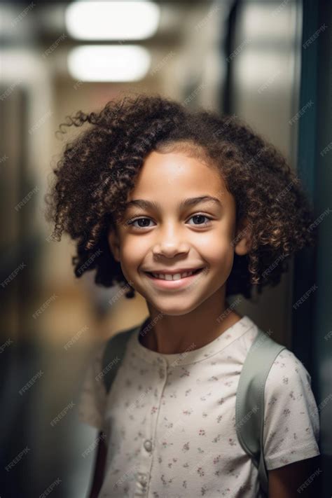 Premium AI Image | Young mixed race girl smiling at the camera in a