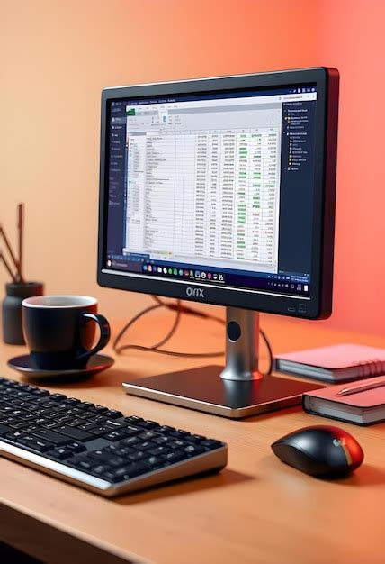 modern monitor  elegant table premium ai generated image