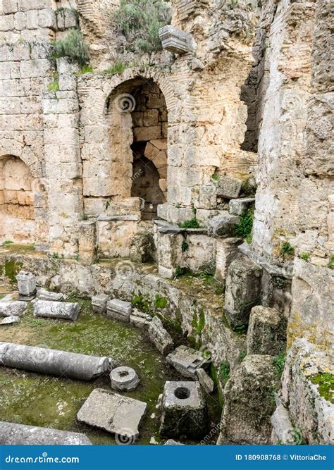 Stone and Marble Ruins in the Ancient City of Perge Near Antalya
