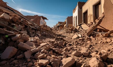 Город, разрушенный землетрясением разрушенные здания дома, обрушившиеся ...